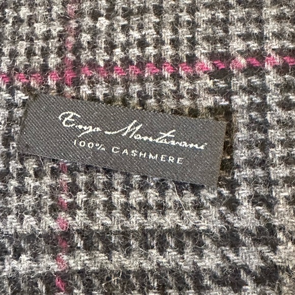 🌟HP🌟VTG 2000s 100% Cashmere Gray Houndstooth Plaid Scarf by Enzo Montovani - Picture 3 of 8